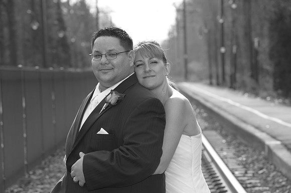 Casual Natural Black and White Wedding Portrait